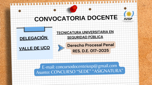 imagen Convocatoria Docente para la Delegación Valle de Uco del 08/05/2025