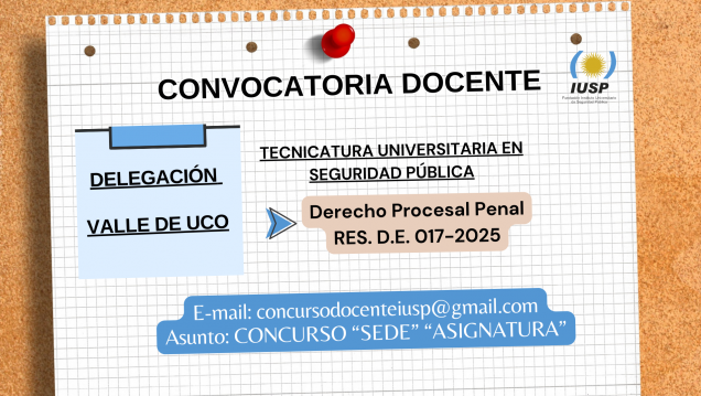 imagen Convocatoria Docente para la Delegación Valle de Uco del 08/05/2025