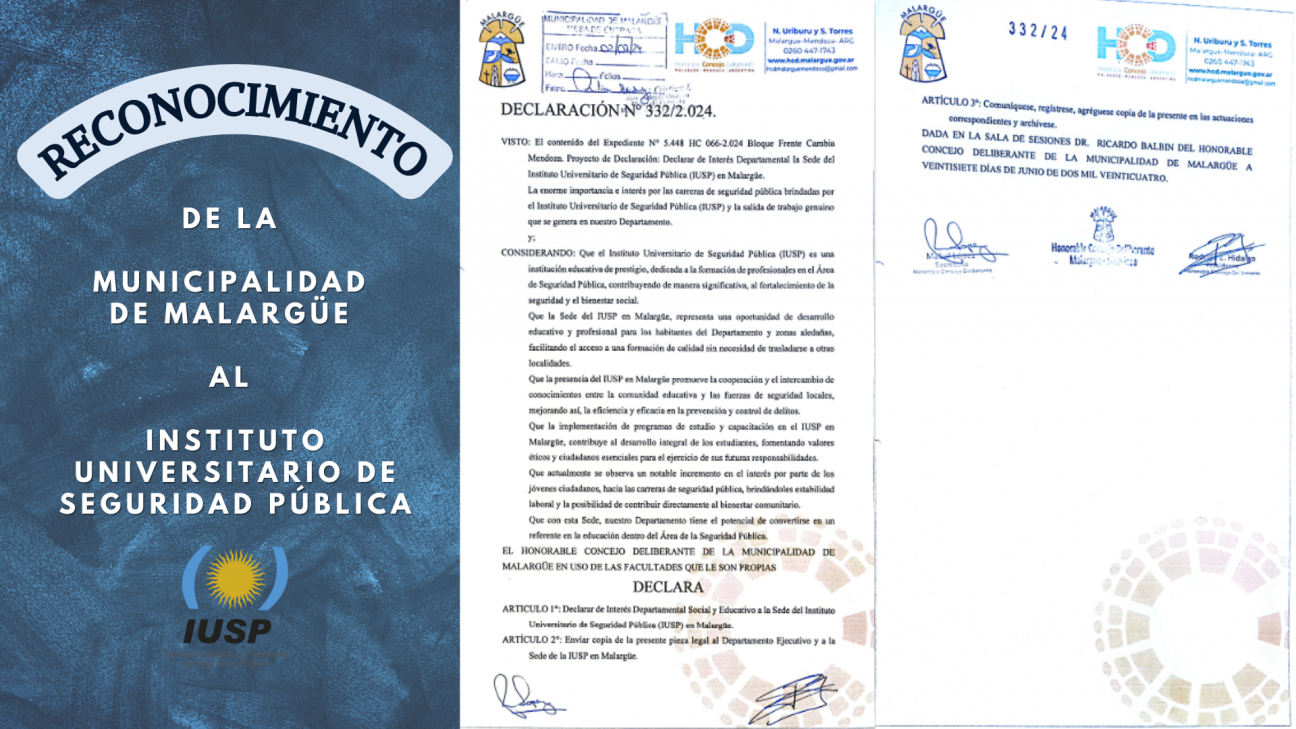 imagen El IUSP como unidad académica de la UNCuyo ha sido reconocida por el Concejo deliberante del Departamento de Malargüe