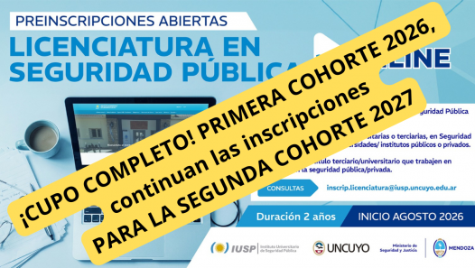 imagen Cupo completo para la Licenciatura en Seguridad Pública a distancia y apertura de preinscripción 2027