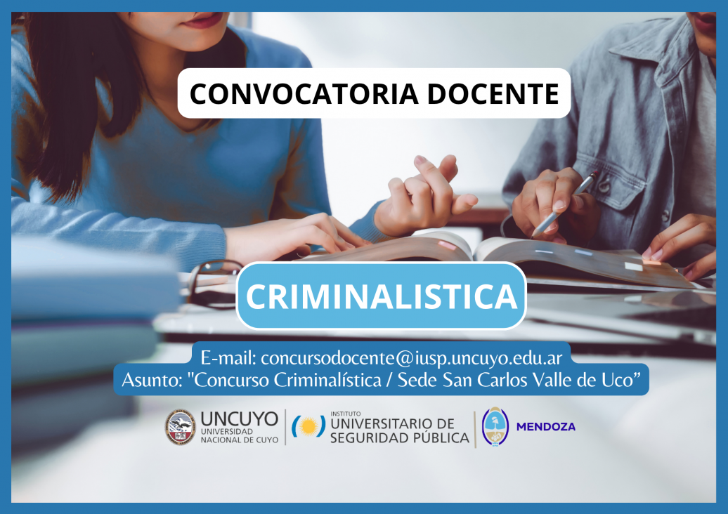 imagen Convocatoria docente para asignatura de Tecnicatura Universitaria en Seguridad Pública