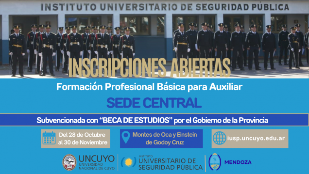 imagen Abrimos inscripciones para la Formación Profesional Básica para Auxiliar de la Policía de Mendoza en la SEDE CENTRAL