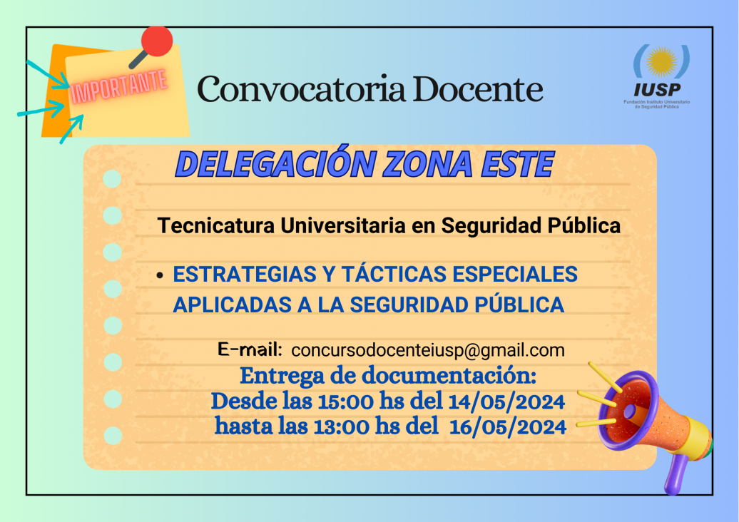 imagen Convocatoria Docente para Tecnicatura en la Delegación Zona Este 14/05/2024