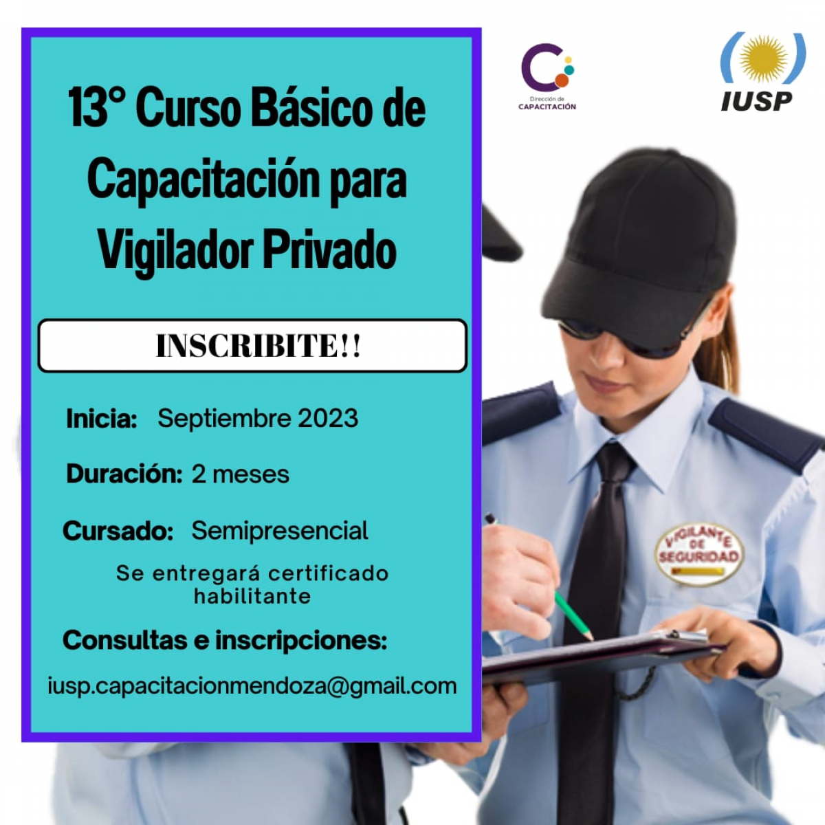 imagen Comienza la preinscripción para el "13° Curso Básico de Capacitación para Vigilador Privado"
