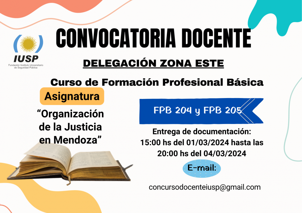 imagen Convocatoria Docente para los Cursos de FPB para Auxiliar 204 y 205 de la Delegación Zona Este