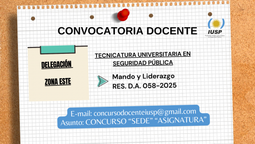 imagen Convocatoria Docente para la Delegación Zona Este del 30/04/2025