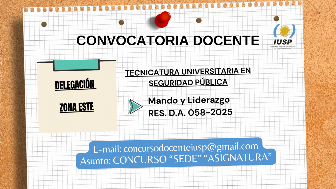 imagen Convocatoria Docente para la Delegación Zona Este del 30/04/2025