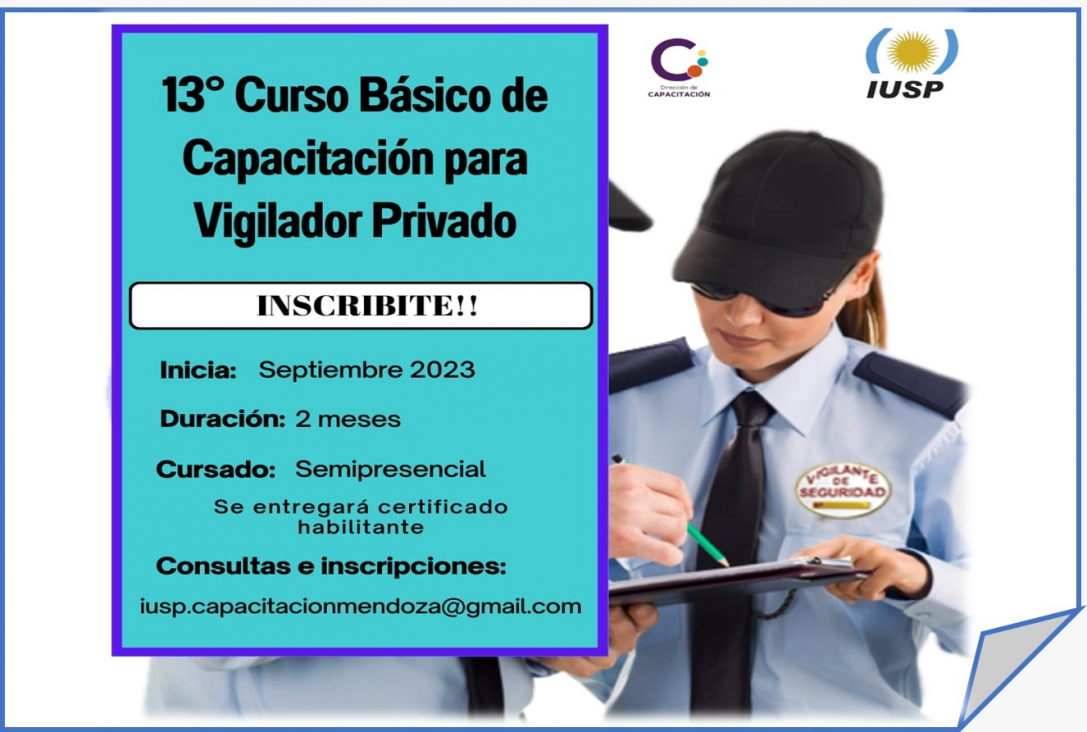 imagen Comienza la preinscripción para el "13° Curso Básico de Capacitación para Vigilador Privado"