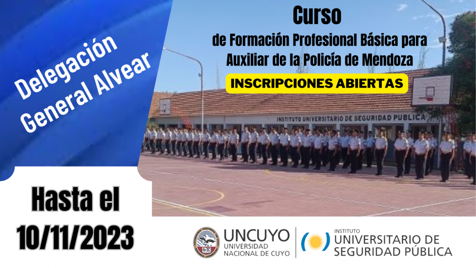 imagen Inscripciones abiertas para el Curso de Formación Profesional Básica para Auxiliar de la Policía de Mendoza
