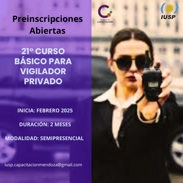 imagen Se encuentra abierta la preinscripción para el "21° Curso Básico de Capacitación para Vigilador Privado"