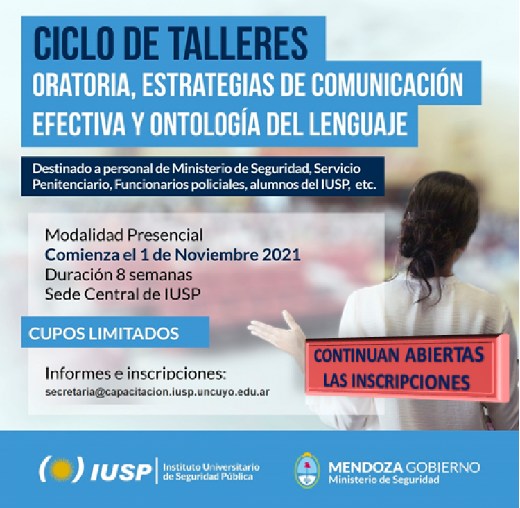 imagen Continuan abiertas las inscripciones para el Ciclo de Talleres de oratoria, estrategias de comunicación efectiva y ontológica del lenguaje