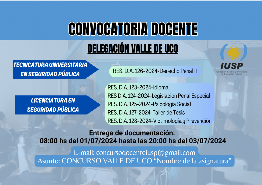 imagen Se abre una nueva Convocatoria Docente para la Delegación Valle de Uco 01/07/2024