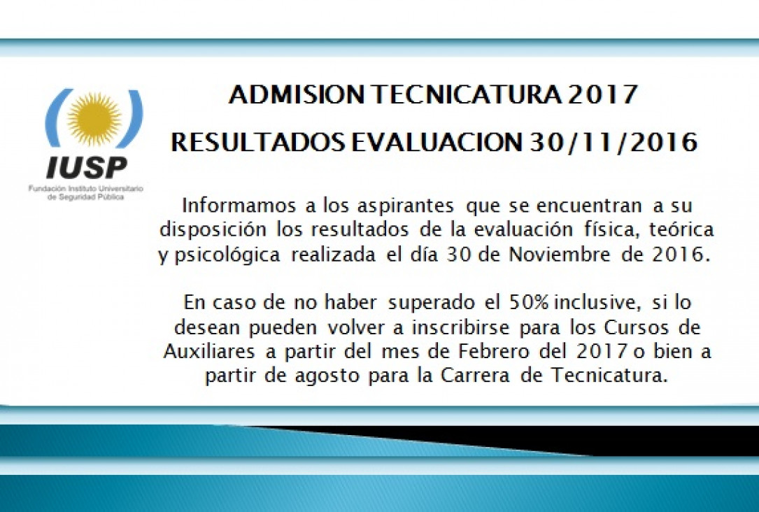 imagen Ponderación de Tecnicatura del 30 de Noviembre de 2016