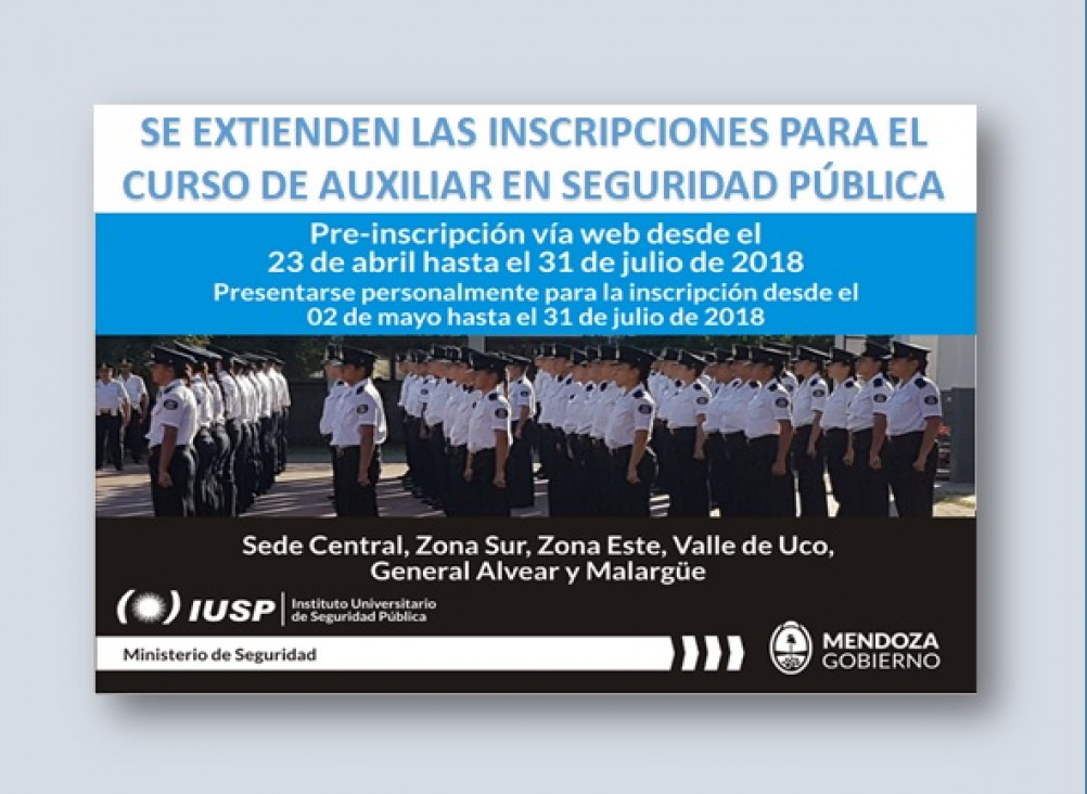 imagen Se extienden las inscripciones al Curso de Auxiliar en Seguridad Pública