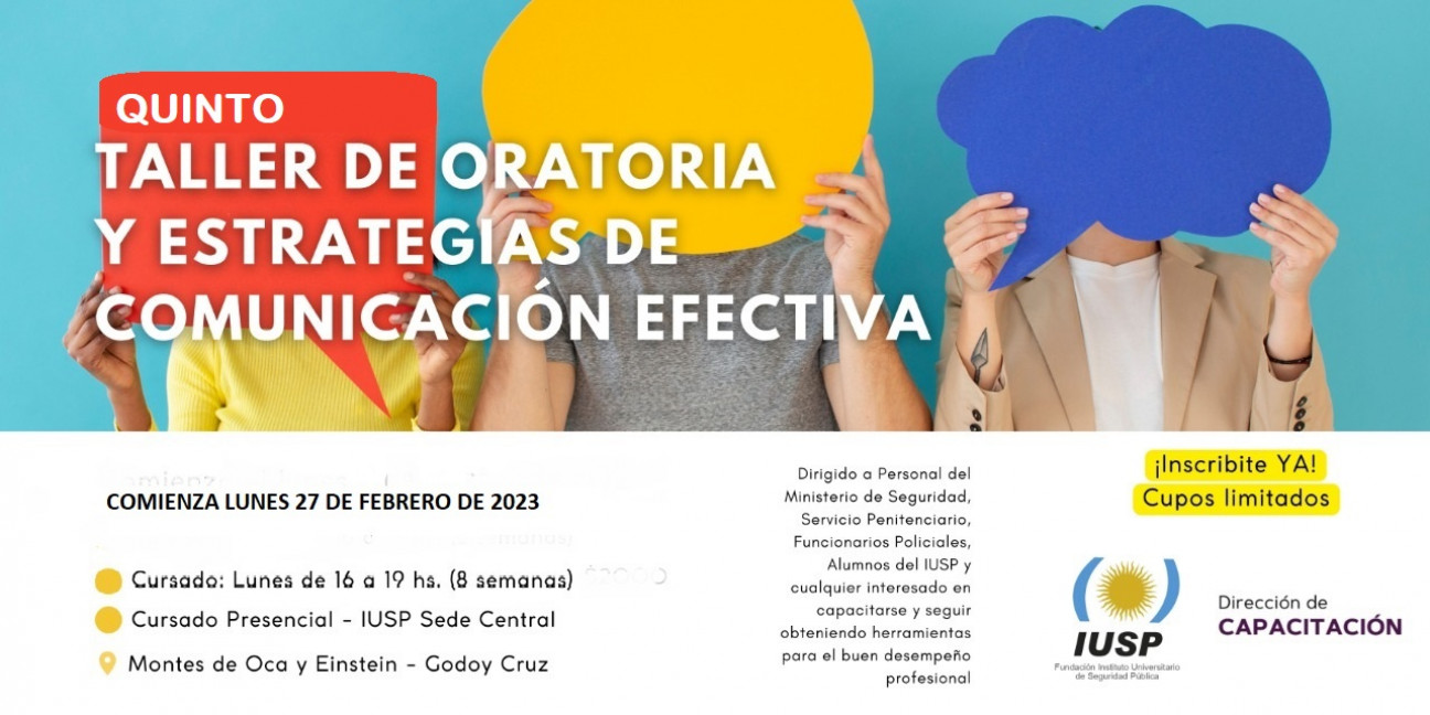 imagen Asegurá tu cupo en el "Quinto Taller de Oratoria y estrategias de comunicación efectiva"