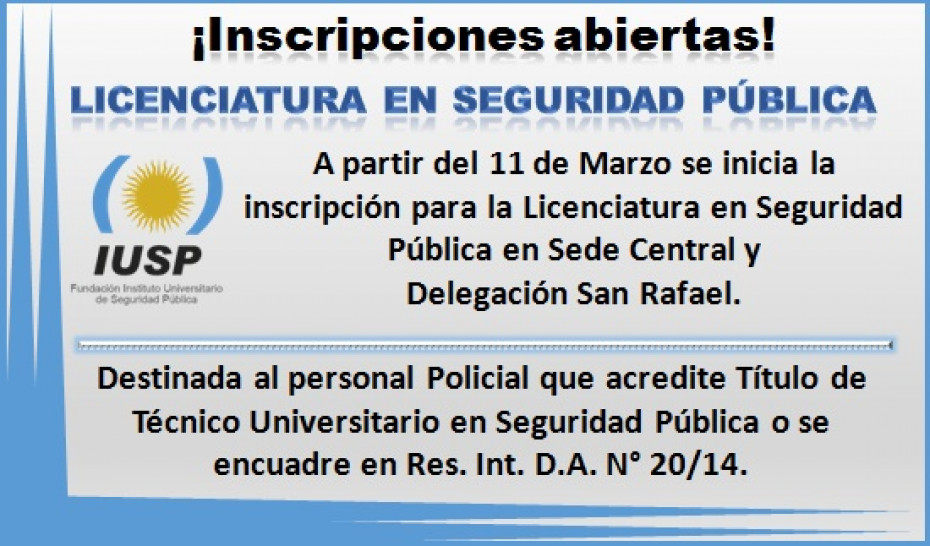 imagen Inscripciones abiertas para la carrera de Licenciatura en Seguridad Pública