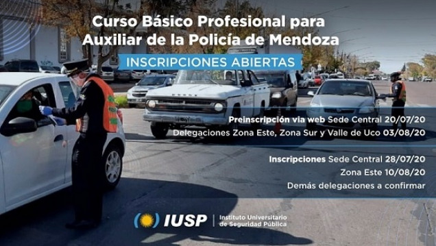 imagen Se inicia la inscripción para el Curso Básico Profesional para Auxiliar de la Policía de Mendoza