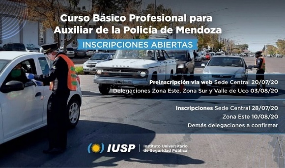 imagen Se inicia la inscripción para el Curso Básico Profesional para Auxiliar de la Policía de Mendoza