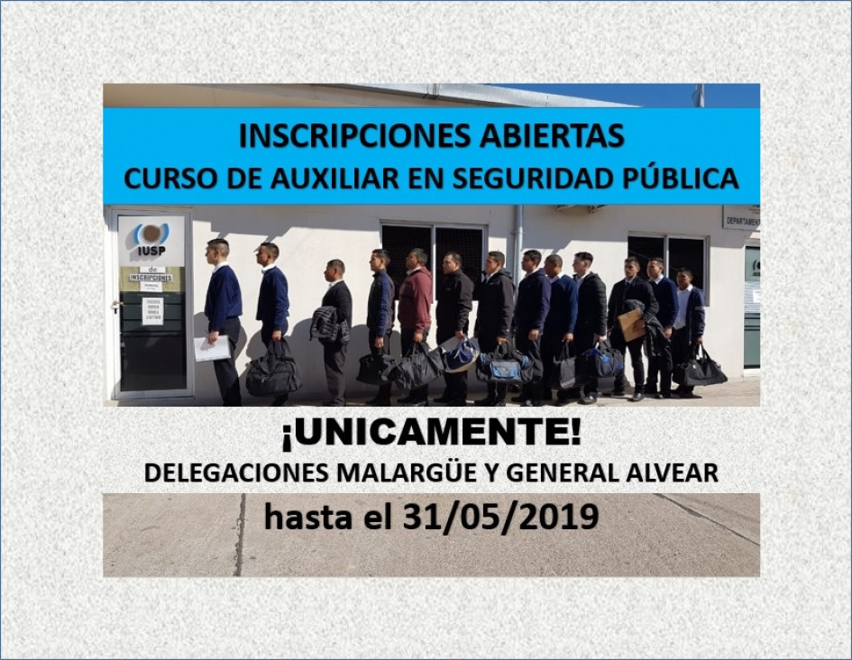 imagen Inscripciones abiertas para el Curso de Auxiliar en Malargüe y Gral. Alvear