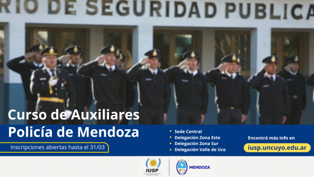 imagen Se extienden las inscripciones para el Curso de Auxiliar para la Policía de Mendoza